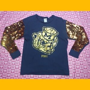 Victorias Secret PINK Michigan Wolverines Longsleeve Sequin Shirt Sports